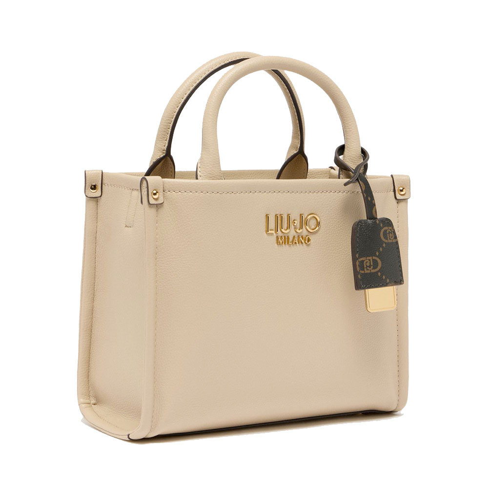 Borsa Donna a Mano LIU JO Better effetto Bottalato Beige con Charm