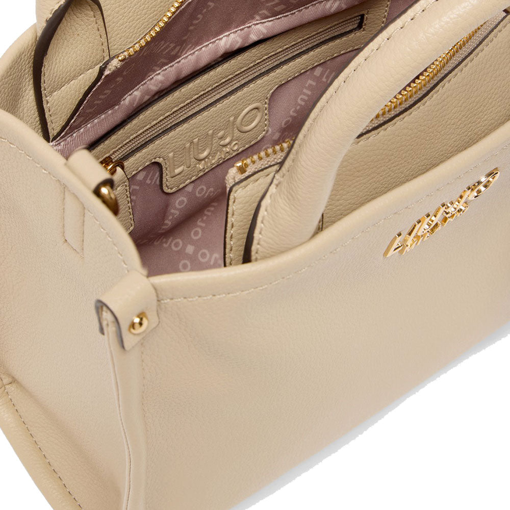 Borsa Donna a Mano LIU JO Better effetto Bottalato Beige con Charm