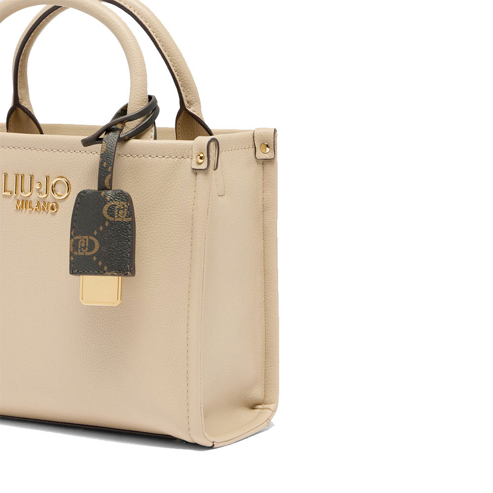 Borsa Donna a Mano LIU JO Better effetto Bottalato Beige con Charm