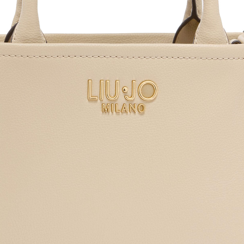 Borsa Donna a Mano LIU JO Better effetto Bottalato Beige con Charm