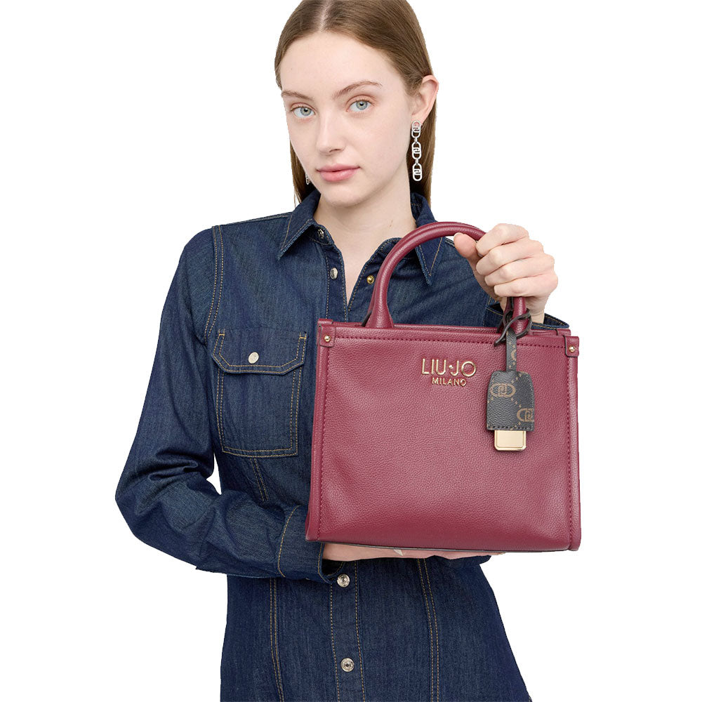 Borsa Donna a Mano LIU JO Better effetto Bottalato Red Wine con Charm