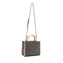 Borsa Donna a Mano LIU JO Marrone con Logo Monogram e Inserto effetto Bottalato Beige