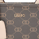 Borsa Donna a Mano LIU JO Marrone con Logo Monogram e Inserto effetto Bottalato Beige