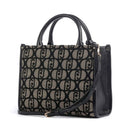 Borsa Donna a Mano LIU JO in Tessuto Jacquard con Logo All Over Nero