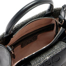 Borsa Donna a Mano LIU JO in Tessuto Chevron Nero con Paillettes