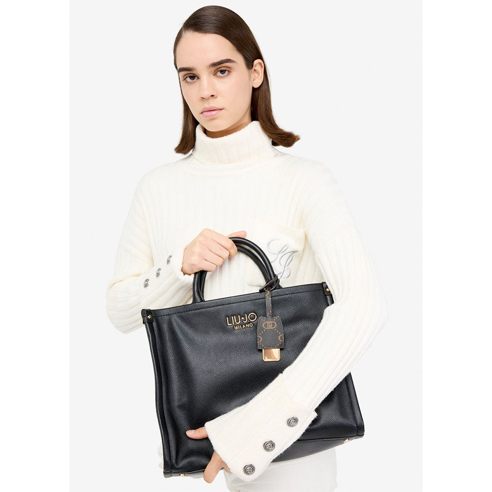Borsa Donna a Mano Large LIU JO effetto Bottalato Nero