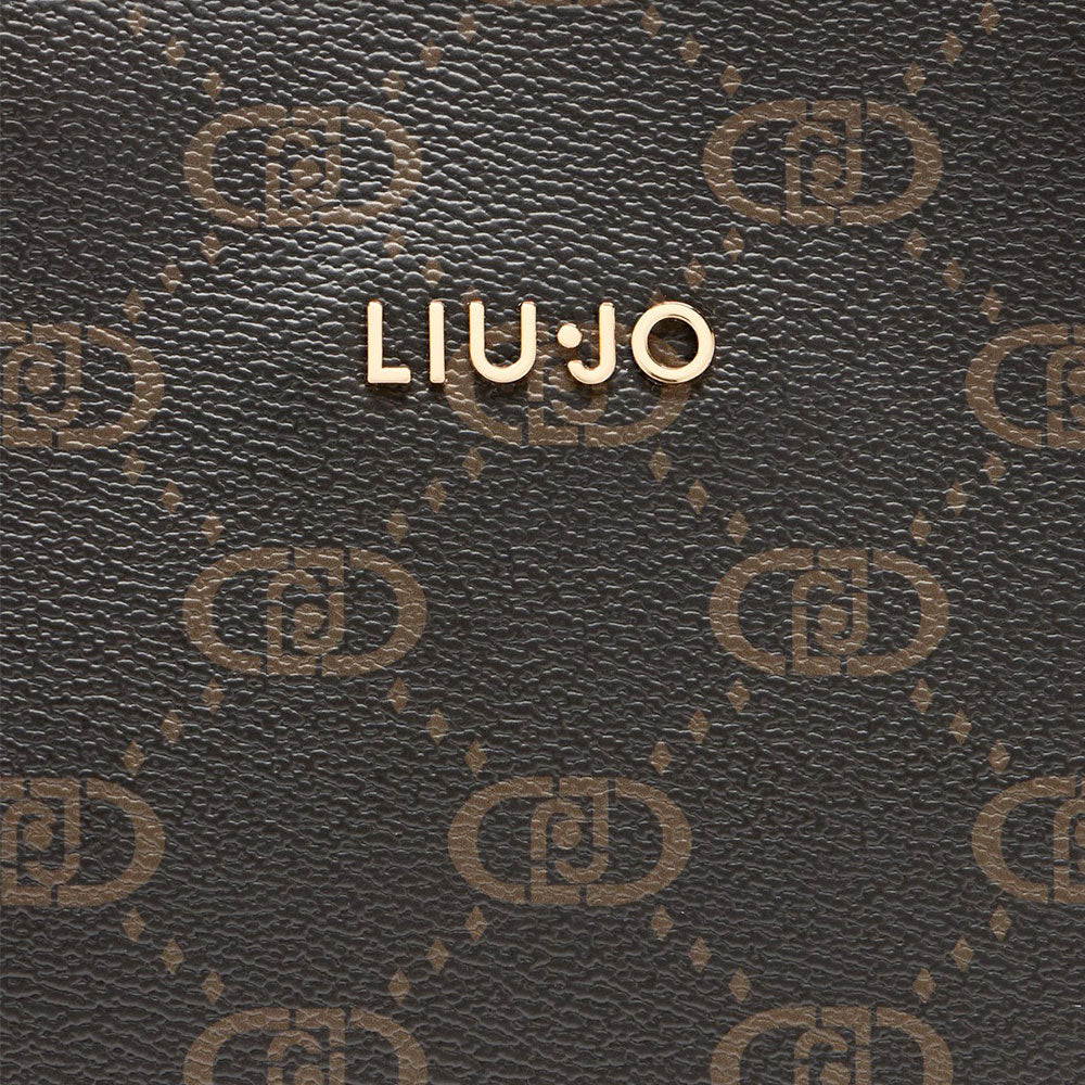 Borsa Donna a Mano Large LIU JO Marrone con Logo Monogram e Inserto effetto Bottalato Pan di Zenzero