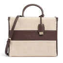 Borsa Donna a Mano Large LIU JO effetto Bottalato Moro Light con Inserti in Teddy Bianco
