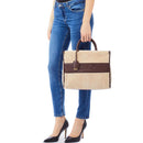 Borsa Donna a Mano Large LIU JO effetto Bottalato Moro Light con Inserti in Teddy Bianco