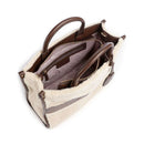 Borsa Donna a Mano Large LIU JO effetto Bottalato Moro Light con Inserti in Teddy Bianco