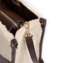 Borsa Donna a Mano Large LIU JO effetto Bottalato Moro Light con Inserti in Teddy Bianco