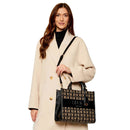 Borsa Donna a Mano Large LIU JO in Tessuto Jacquard Nero con Logo Monogram All Over