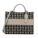 Borsa Donna a Mano Large LIU JO in Tessuto Jacquard Beige con Logo Monogram All Over