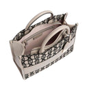 Borsa Donna a Mano Large LIU JO in Tessuto Jacquard Beige con Logo Monogram All Over