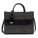 Borsa Donna a Mano Large LIU JO in Tessuto Chevron Nero con Paillettes