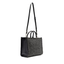 Borsa Donna a Mano Large LIU JO in Tessuto Chevron Nero con Paillettes