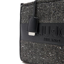 Borsa Donna a Mano Large LIU JO in Tessuto Chevron Nero con Paillettes
