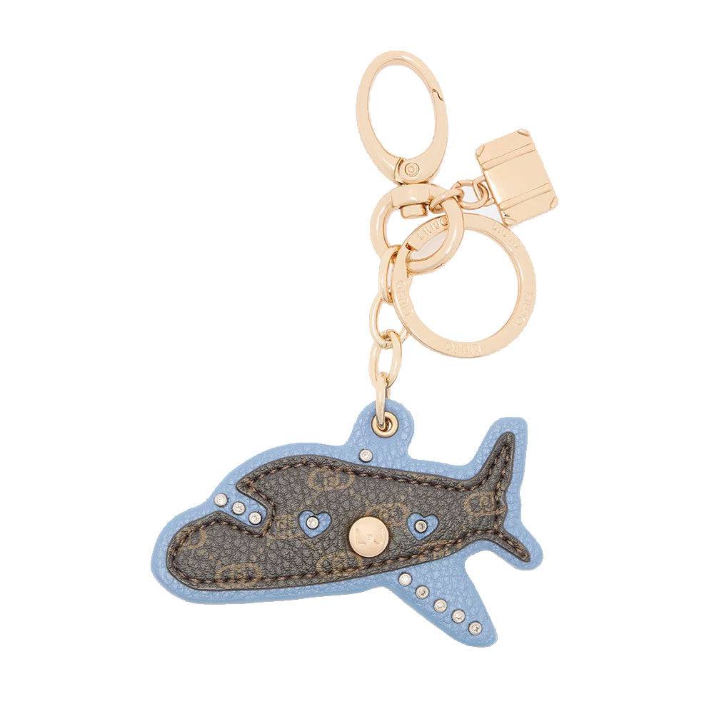 Portachiavi Donna LIU JO con Aeroplano Azzurro e Marrone Stampa Monogram