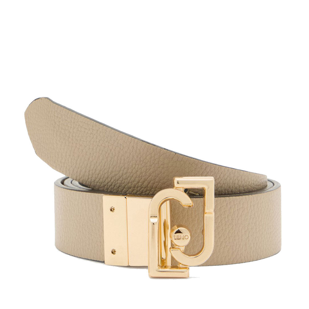 Cintura Donna Reversibile h 3 cm LIU JO Beige e Marrone con Logo All Over