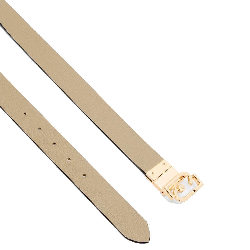 Cintura Donna Reversibile h 3 cm LIU JO Beige e Marrone con Logo All Over