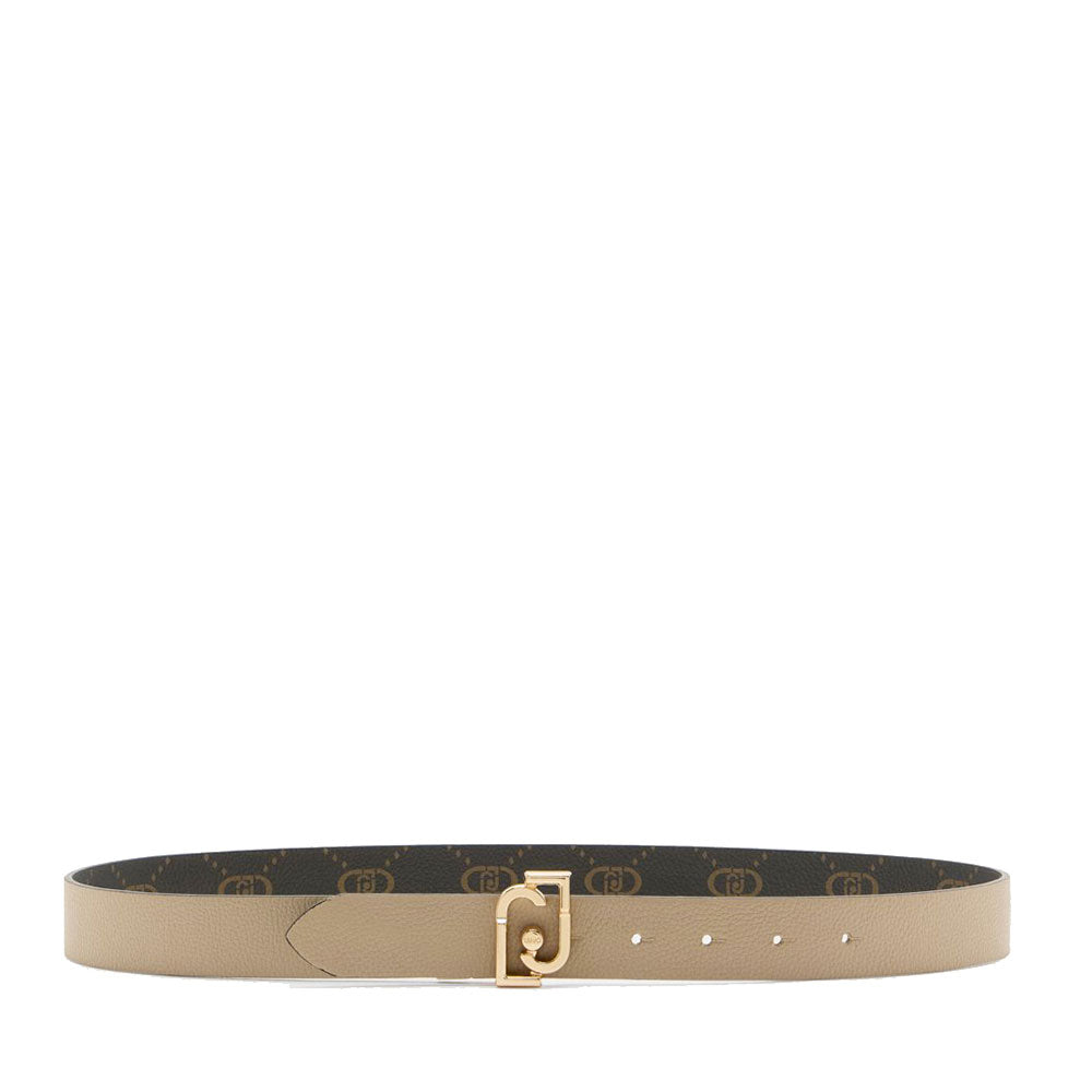 Cintura Donna Reversibile h 3 cm LIU JO Beige e Marrone con Logo All Over