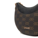 Hobo Bag Media LIU JO Marrone con Logo Monogram e Inserto effetto Bottalato Nero