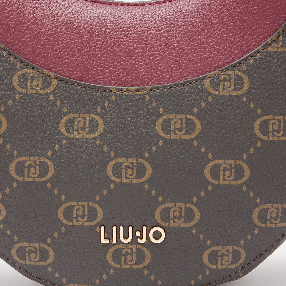 Hobo Bag Media LIU JO Marrone con Logo Monogram e Inserto effetto Bottalato Red Wine