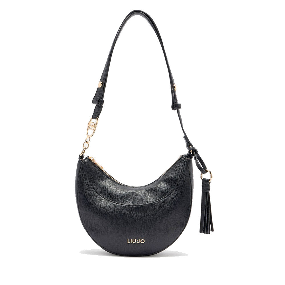 Hobo Bag Media LIU JO effetto Bottalato Nero con Charm