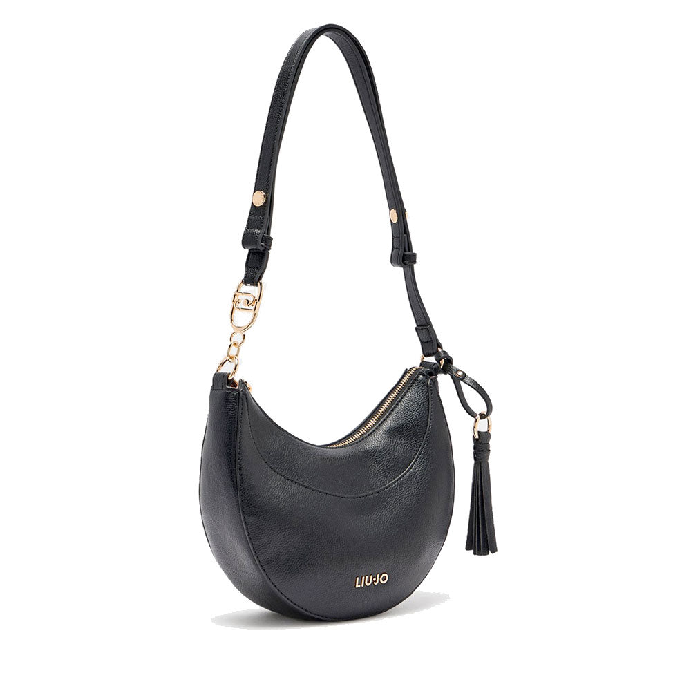 Hobo Bag Media LIU JO effetto Bottalato Nero con Charm