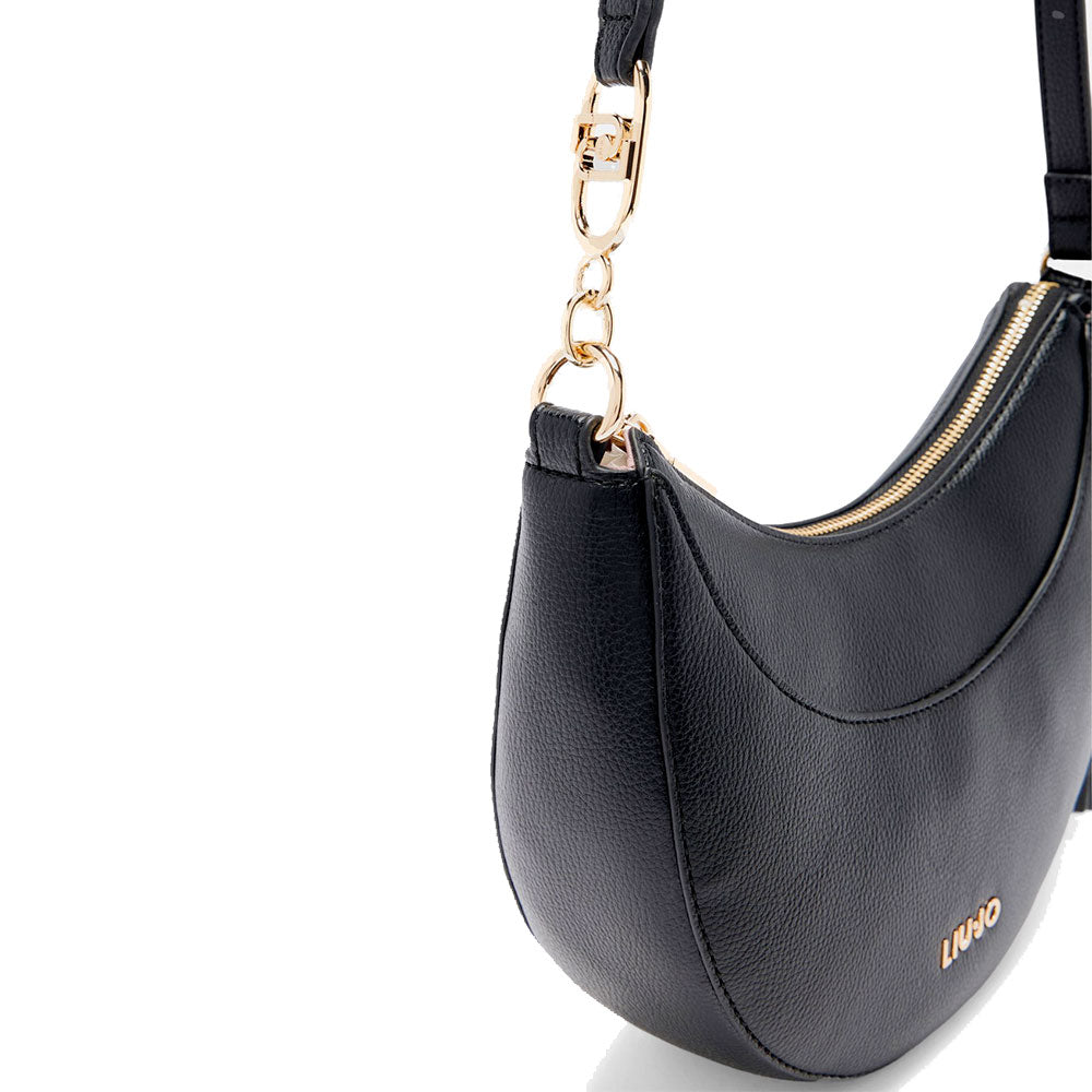 Hobo Bag Media LIU JO effetto Bottalato Nero con Charm