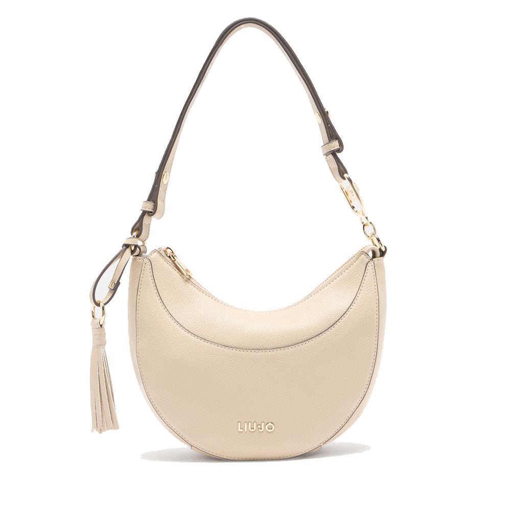 Hobo Bag Media LIU JO effetto Bottalato Beige con Charm