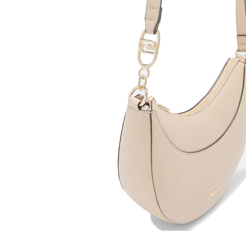 Hobo Bag Media LIU JO effetto Bottalato Beige con Charm