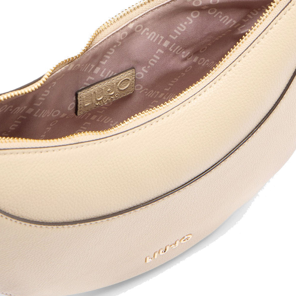 Hobo Bag Media LIU JO effetto Bottalato Beige con Charm
