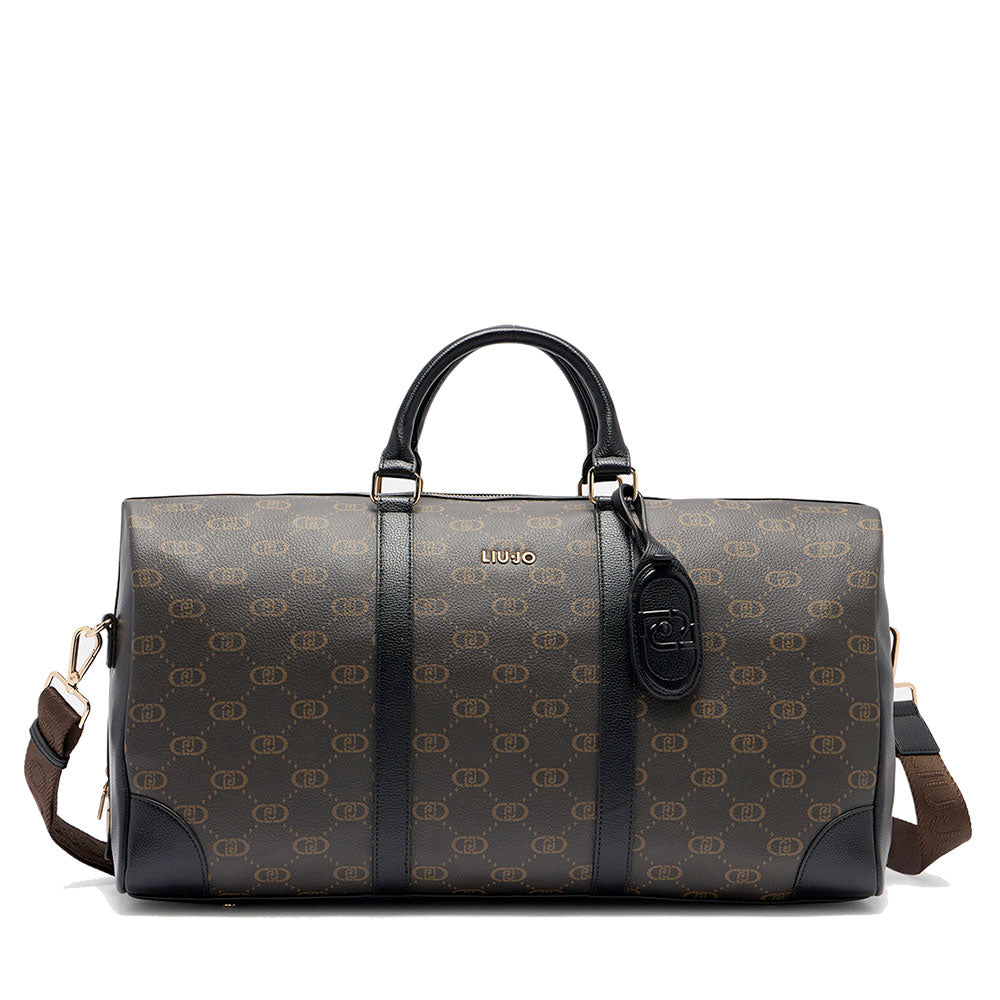 Borsone Donna LIU JO Marrone con Logo Monogram e Inserto effetto Bottalato Nero