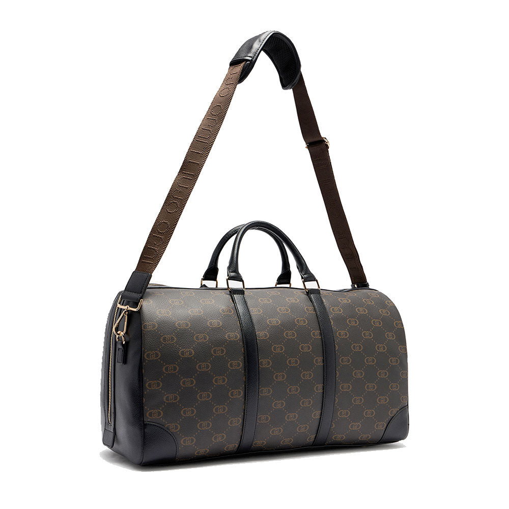 Borsone Donna LIU JO Marrone con Logo Monogram e Inserto effetto Bottalato Nero