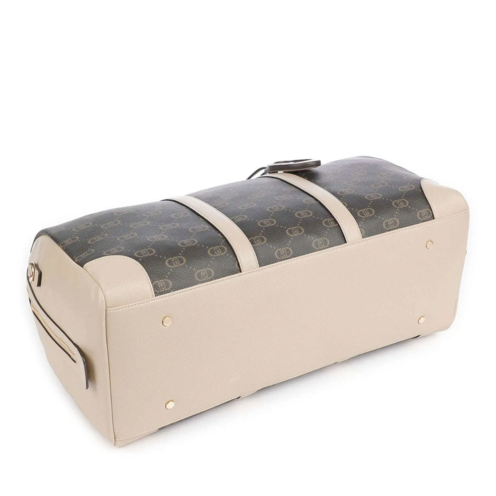 Borsone Donna LIU JO Marrone con Logo Monogram e Inserto effetto Bottalato Beige