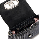 Borsa Donna a Tracolla Piccola LIU JO linea LaPuffy Nera con Strass Argento All Over