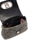 Borsa Donna a Tracolla Piccola LIU JO linea LaPuffy in Tessuto Chevron Nero con Paillettes