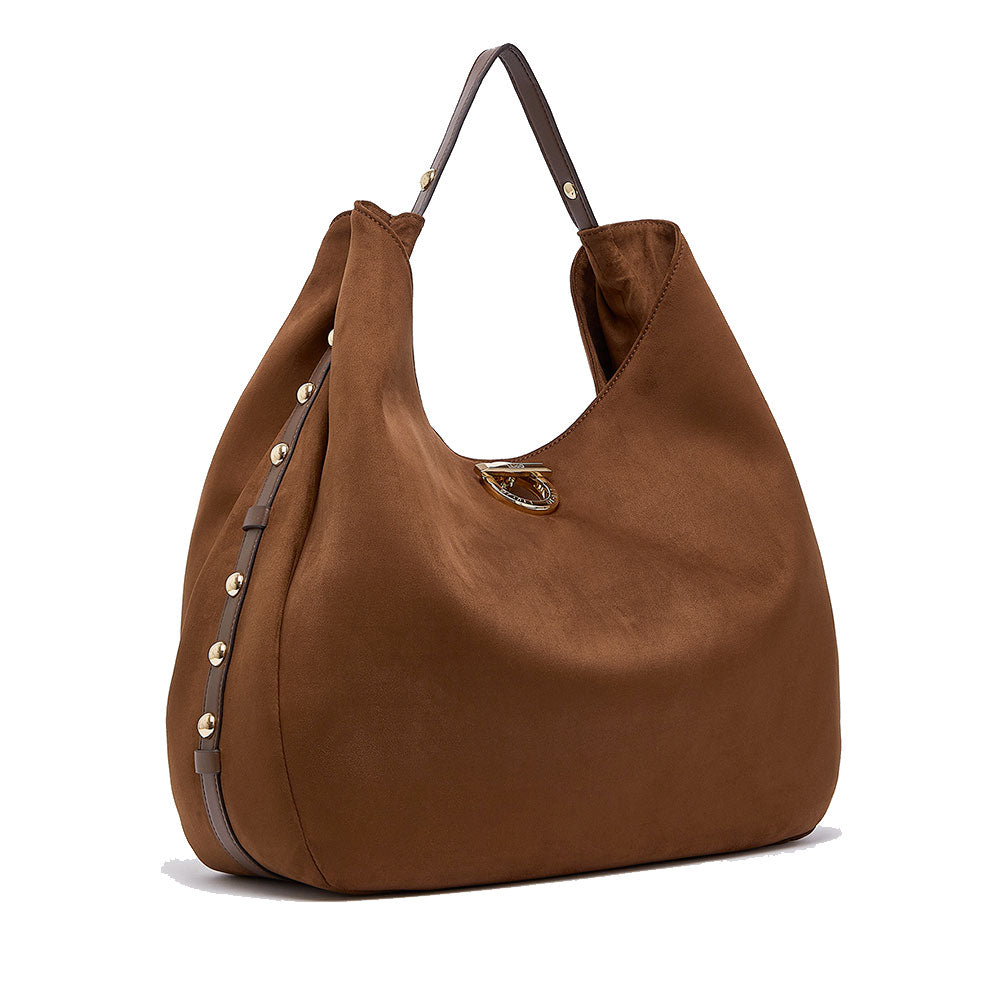 Maxi Hobo Bag Donna LIU JO in Tessuto effetto Camoscio color Tabacco