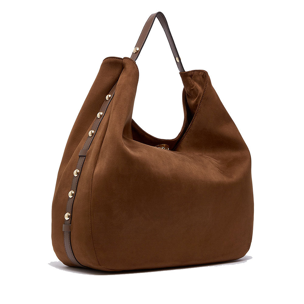 Maxi Hobo Bag Donna LIU JO in Tessuto effetto Camoscio color Tabacco