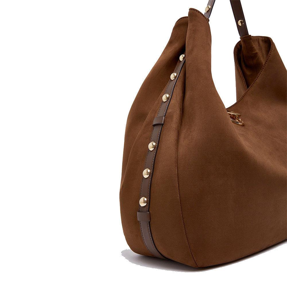 Maxi Hobo Bag Donna LIU JO in Tessuto effetto Camoscio color Tabacco
