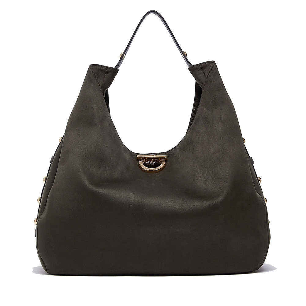 Maxi Hobo Bag Donna LIU JO in Tessuto effetto Camoscio Verde Foresta