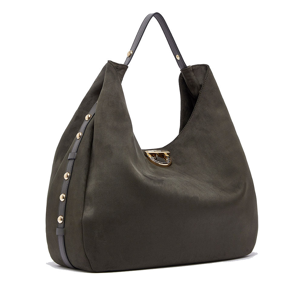 Maxi Hobo Bag Donna LIU JO in Tessuto effetto Camoscio Verde Foresta