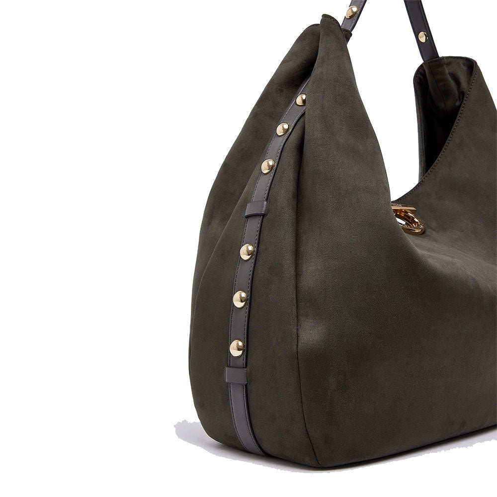 Maxi Hobo Bag Donna LIU JO in Tessuto effetto Camoscio Verde Foresta