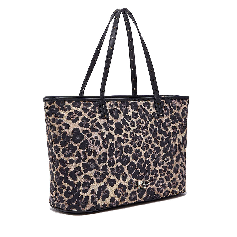 Shopping Bag Donna LIU JO in Nylon stampa Animalier All Over