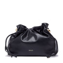 LIU JO Damen-Schultertasche Riccy Medium aus glattem schwarzem Kunstleder