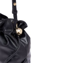 LIU JO Damen-Schultertasche Riccy Medium aus glattem schwarzem Kunstleder