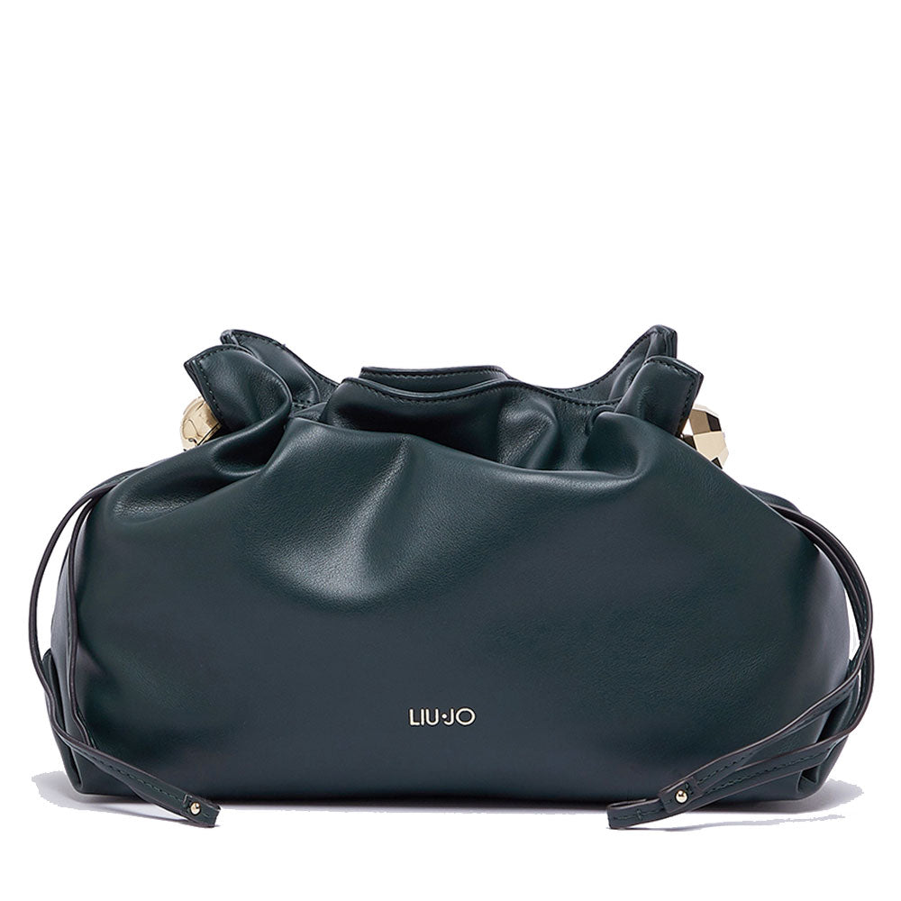 LIU JO Damen-Schultertasche Riccy Medium aus glattem Kunstleder in Waldgrün