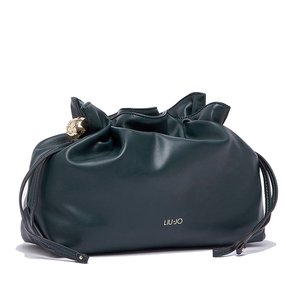 LIU JO Damen-Schultertasche Riccy Medium aus glattem Kunstleder in Waldgrün