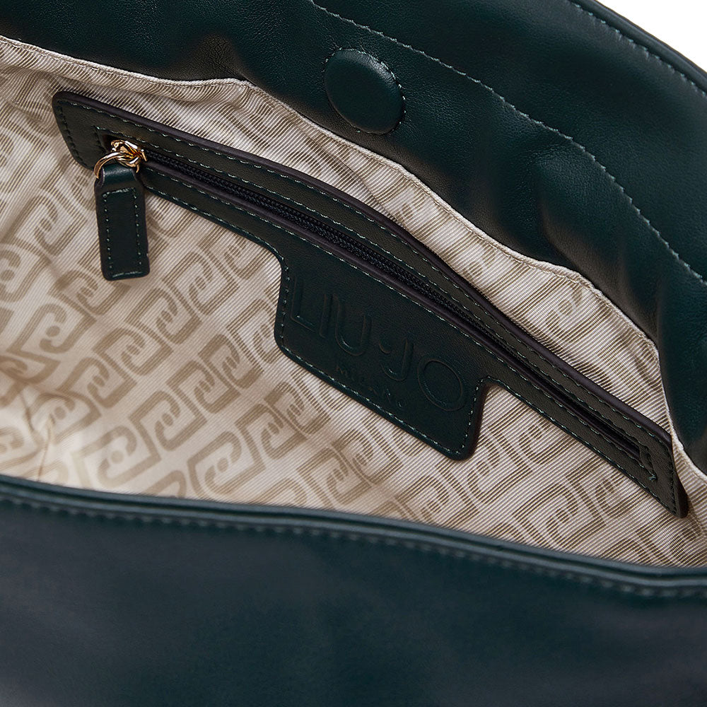 LIU JO Damen-Schultertasche Riccy Medium aus glattem Kunstleder in Waldgrün